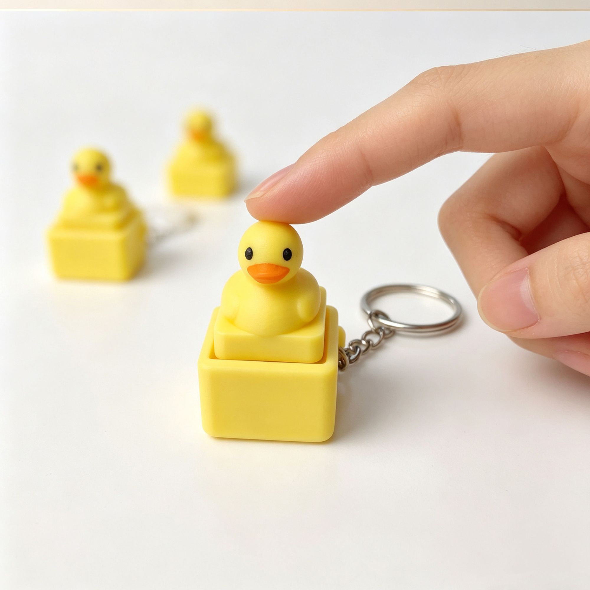 Gaming Accessories Gifts - Cute Yellow Duck Press Keychain Funny