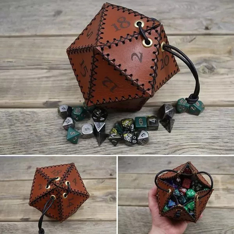 Leather D20 Dice Bag Polygonal - огляд і ціна Gaming Accessories Gift Ideas